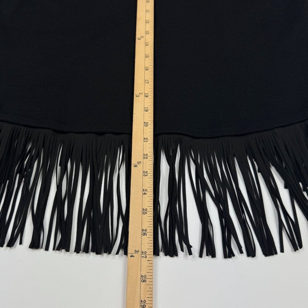 Aqua Black Sweater Fringe Detail Wool Blend Pullover XS Oversized - Picture 9 of 9